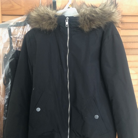 h&m fur hood coat